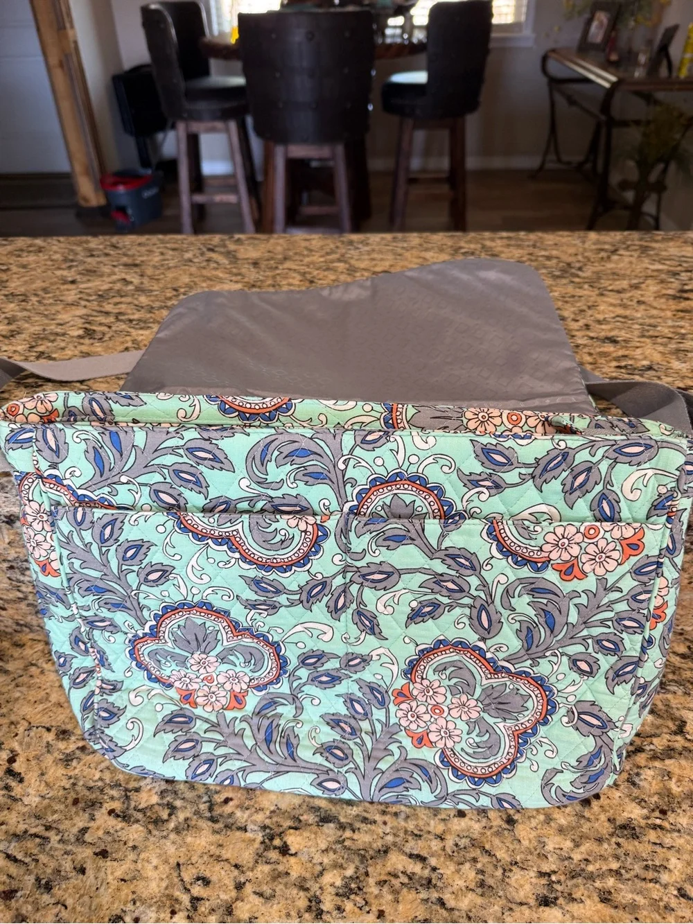 Quilted Floral Fold-Over Women’s Clutch Bag - Mint Floral